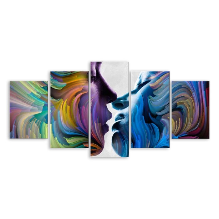 Модульная картина "Красочный поцелуй" 150*68 см