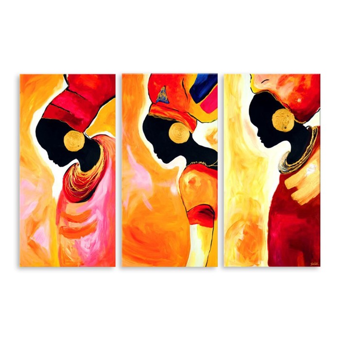 Модульная картина на стекле "Африканки" 120*77 см