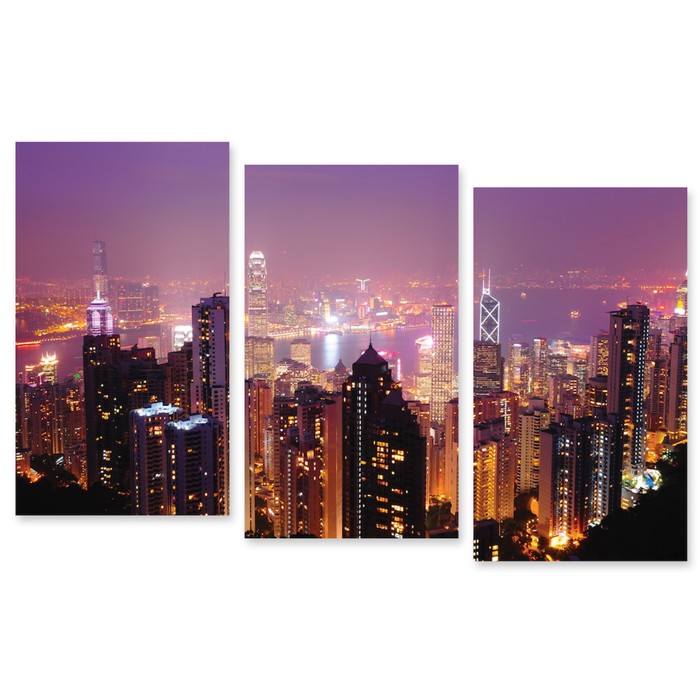 Модульная картина "Ночной Гонконг" 120*73 см