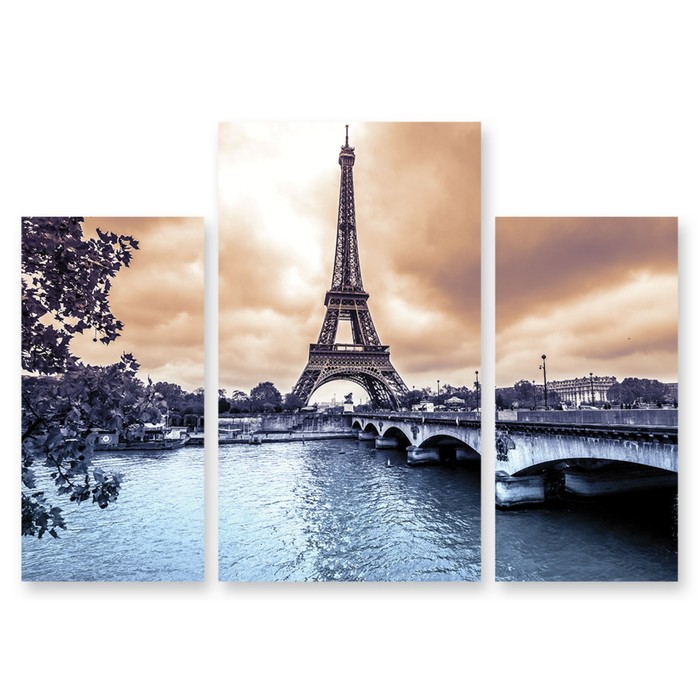 Модульная картина на стекле "Вечер в Париже" 90*63 см