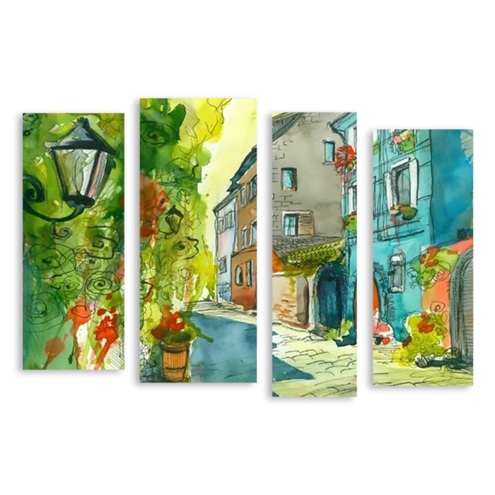 Модульная картина "Улица красками" 90*62 см