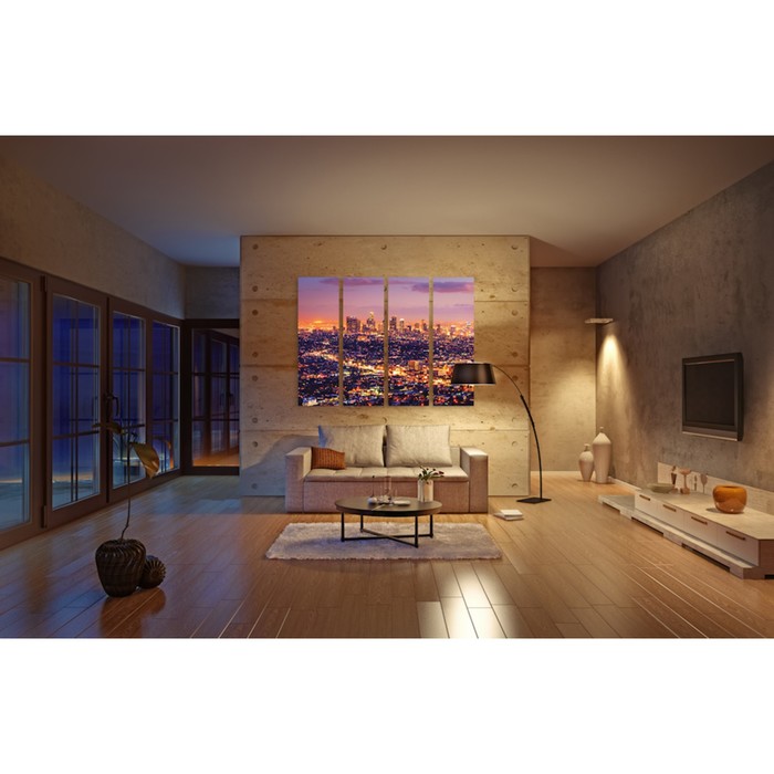 Модульная картина на стекле "Ночной город" 90*66 см