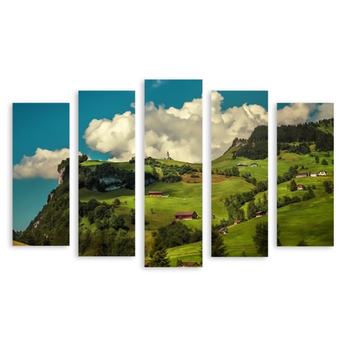 Модульная картина на стекле "Деревня в Швейцарии" 120*71 см