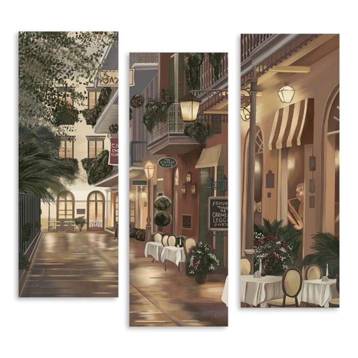 Модульная картина на стекле "Уличное кафе" 90*85 см