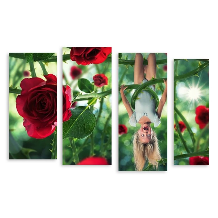 Модульная картина "Девочка в розах" 120*76 см