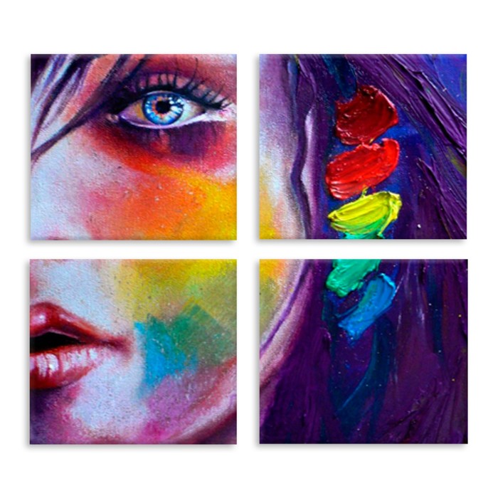 Модульная картина на стекле "Взгляд" 90*40 см