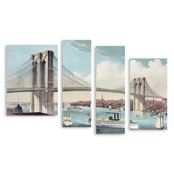 Модульная картина на стекле "Бруклинский мост" 120*72 см