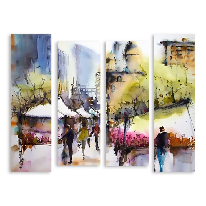 Модульная картина "Город акварелью" 120*92 см
