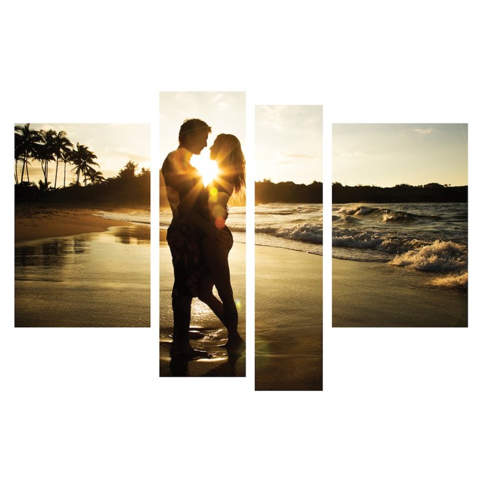 Модульная картина на стекле "Влюблённые на берегу" 120*80 см