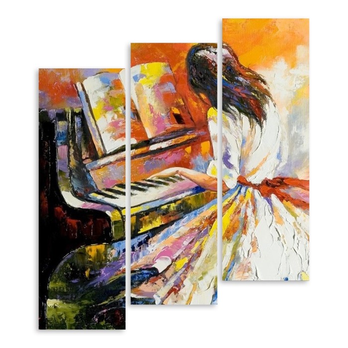 Модульная картина "Игра на фортепиано" 150*142 см