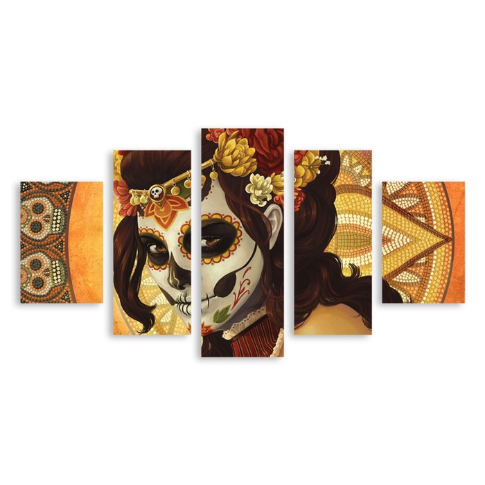 Модульная картина на стекле "В гриме" 120*63 см