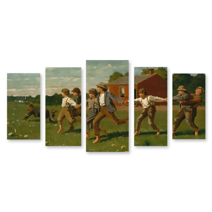 Модульная картина "Дети в деревне" 120*57 см