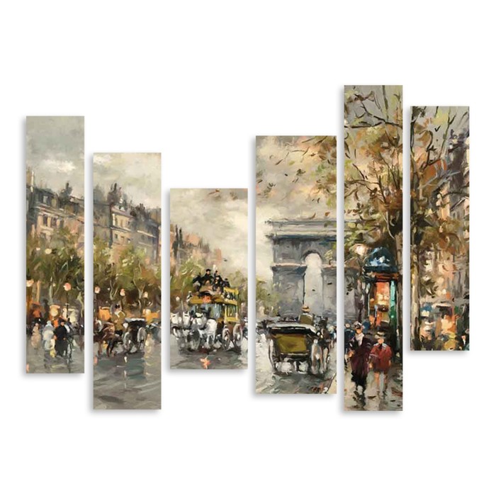 Модульная картина на стекле "Кареты" 150*105 см