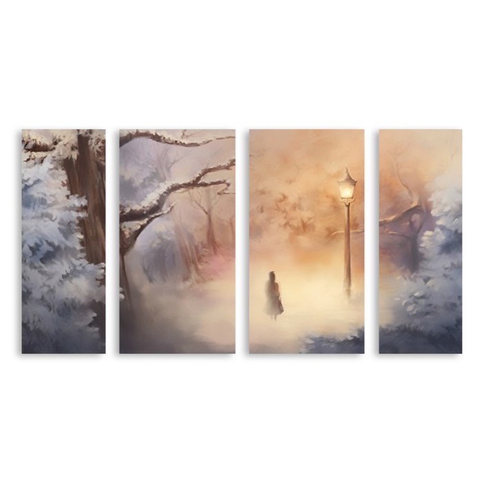 Модульная картина на стекле "Зимние иллюзии" 90*47 см
