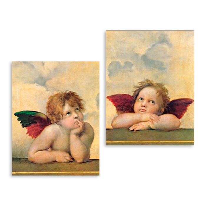 Модульная картина на стекле "Ангелочки" 150*122 см