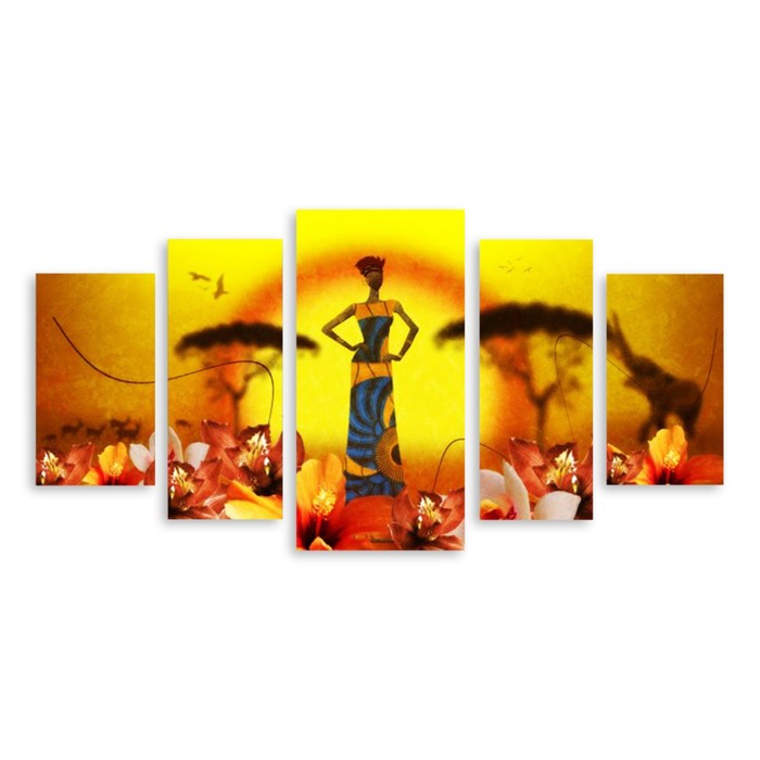 Модульная картина на стекле "Цветочная Африка" 120*77 см