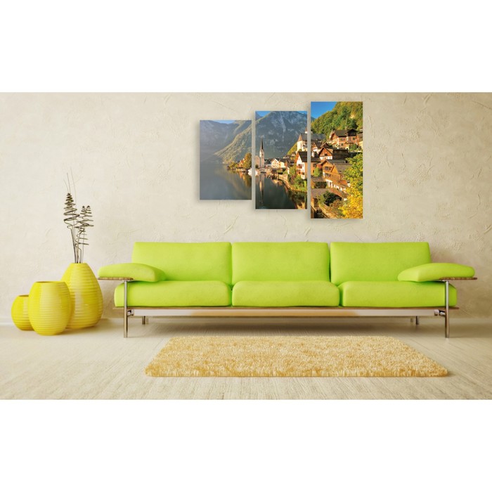 Модульная картина на стекле "Город в горах" 120*87 см