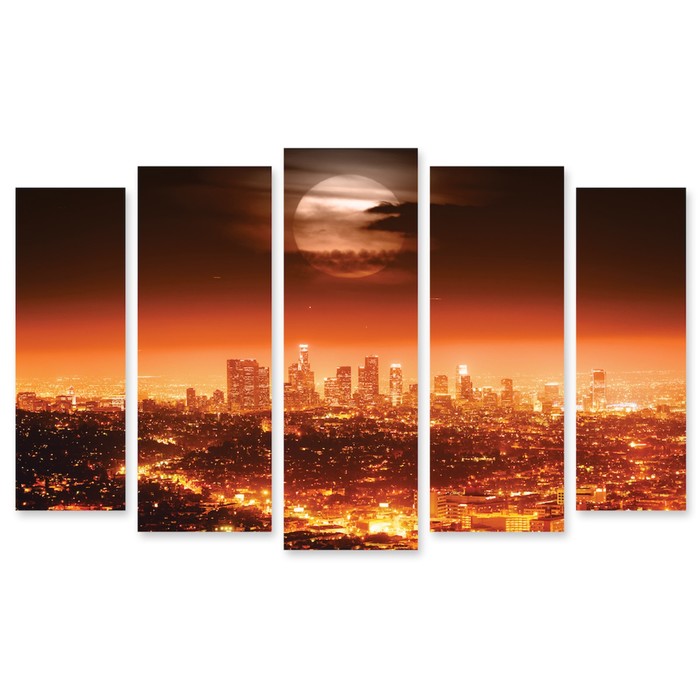 Модульная картина на стекле "Лунный город" 120*71 см