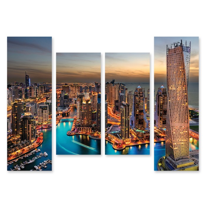 Модульная картина "Ночь в мегаполисе" 90*63 см