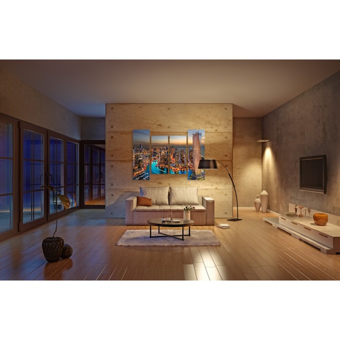 Модульная картина "Ночь в мегаполисе" 90*63 см