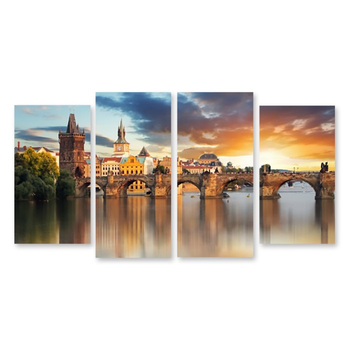 Модульная картина на стекле "Мост в Праге" 150*75 см