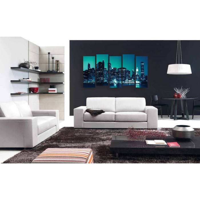 Модульная картина на стекле "Ночной город" 90*47 см