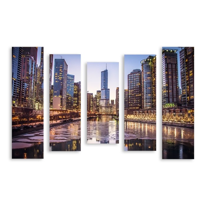 Модульная картина "Вечерний Чикаго" 120*77 см