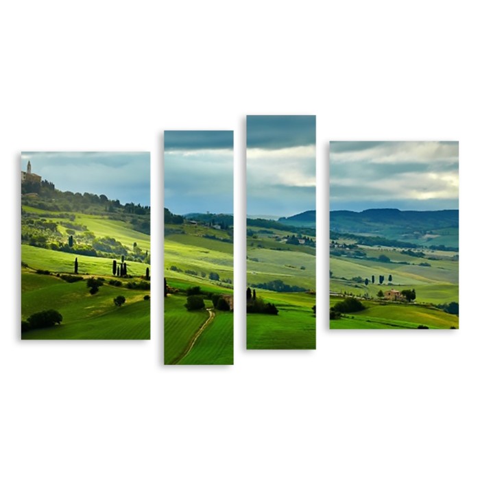 Модульная картина "Зелёная Тоскана" 150*88 см