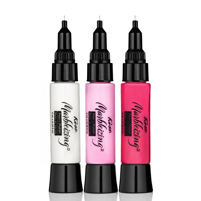 Набор фломастеров для нейл-дизайна Kiss Marbleizing Kit, 3 шт по 8 мл