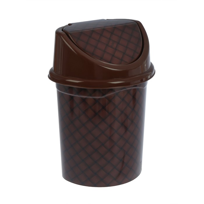 Ведро с плавающей крышкой 8 л "Береста темная", цвет коричневый