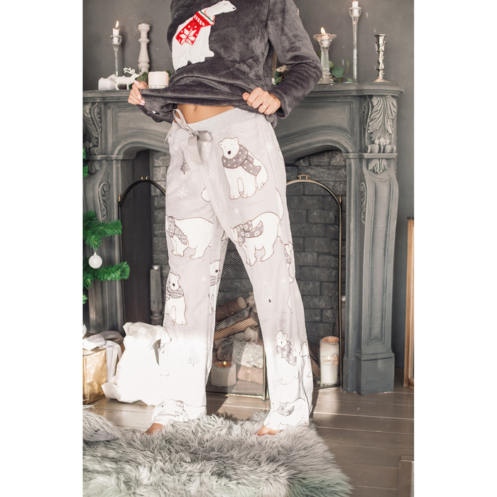 Брюки женские KAFTAN "White bear" серые, р-р 40-42, 100% п/э, велсофт