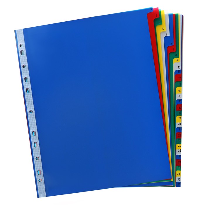 Набор разделителей листов А4+ Office-2000, цифровой 1-31, цветные, пластик 140 мкм
