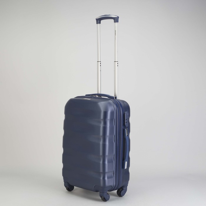 Чемодан малый 20", отдел на молнии, кодовый замок, 4 колеса, цвет синий