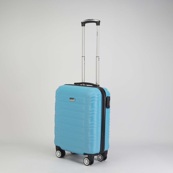 Чемодан малый 20", отдел на молнии, кодовый замок, 4 колеса, цвет голубой