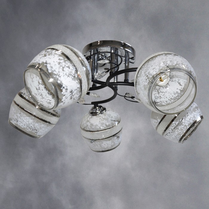 Люстра "Альберта" 5х40Вт E27 хром-венге 52x52x23 см.