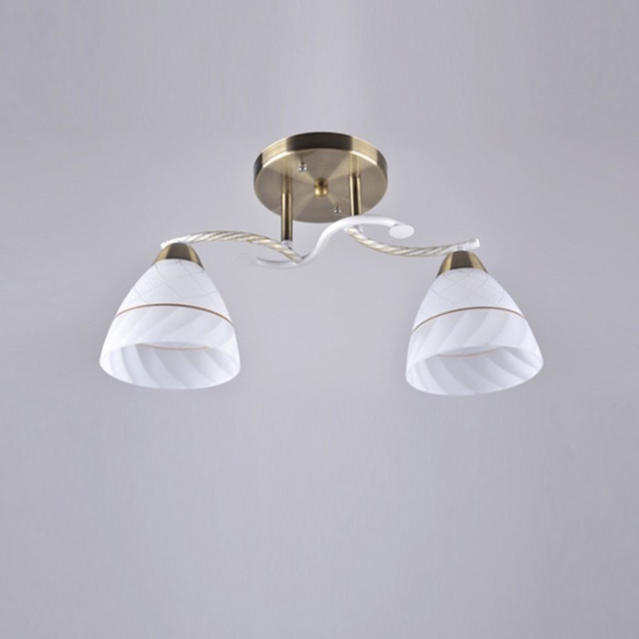 Люстра "Аманда" 2х40Вт E27 белый-бронза 50x50x23 см.