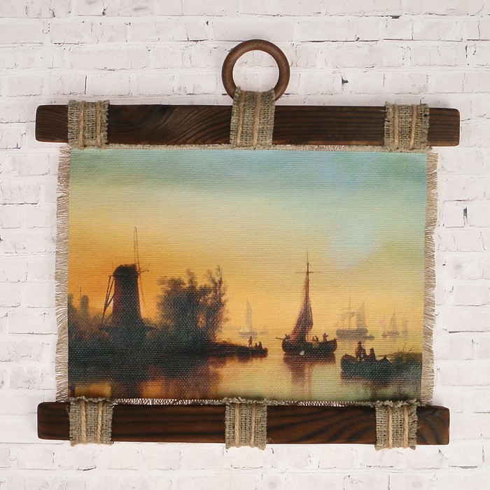 Сувенир свиток "Мельница и парусники"