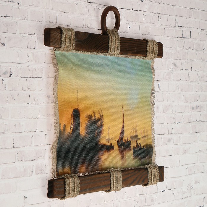 Сувенир свиток "Мельница и парусники"