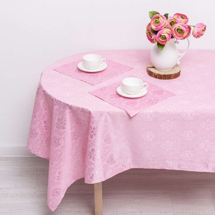 Скатерть "Розовый фламинго" 140х140 см,салфетка 30х30 см(6шт), принт МИКС