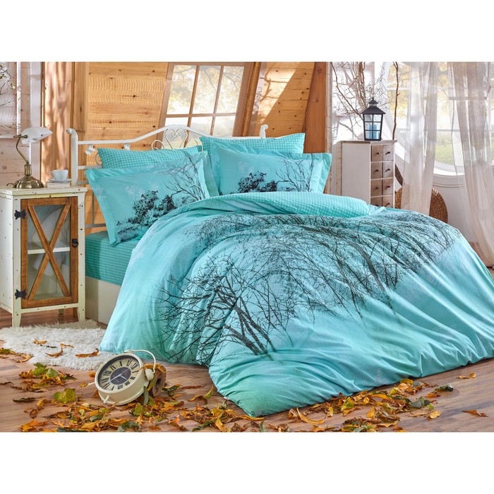 КПБ Margherita 1,5 сп., 160х240 см, 160х220 см, 50х70 см, 70х70 см по 1 шт., бирюзовый