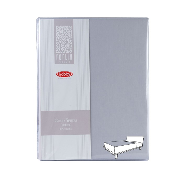 Простыня на резинке, размер 180х200 см, цвет светло-серый