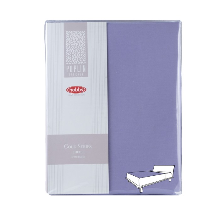 Простыня на резинке, размер 180х200 см, цвет сиреневый