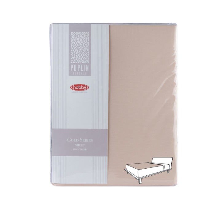 Простыня на резинке, размер 180х200 см, цвет персиковый