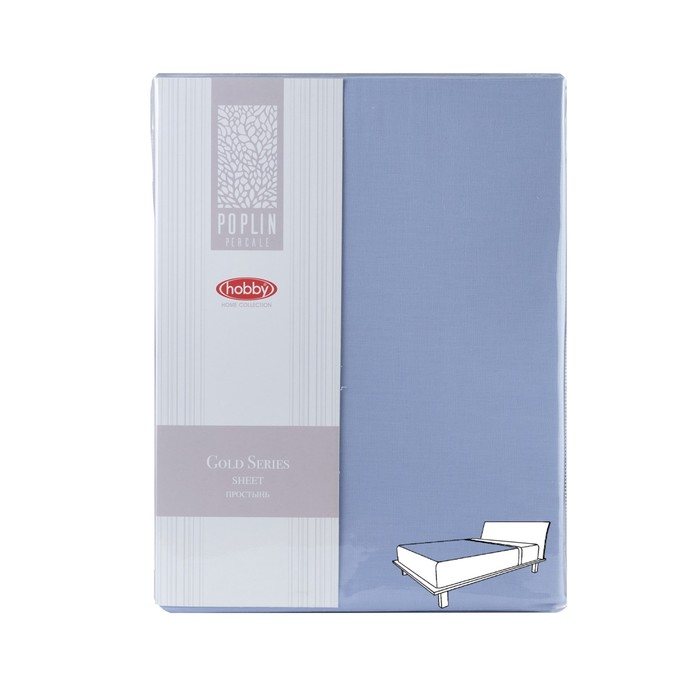 Простыня на резинке, размер 160х200 см, цвет светло-голубой