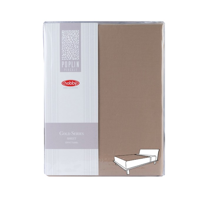 Простыня на резинке, размер 160х200 см, цвет коричневый