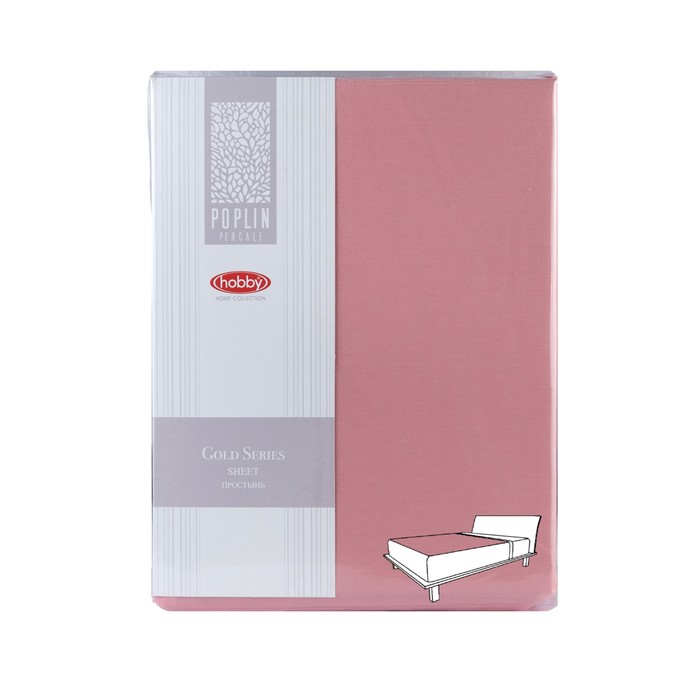 Простыня, размер 220х240 см, цвет розовый