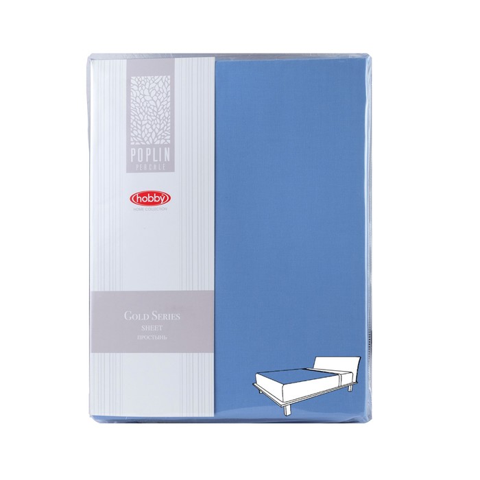 Простыня, размер 160х240 см, цвет синий