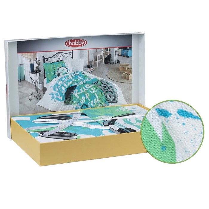 КПБ Live Music 1,5 сп., 160х240 см, 160х220 см, 50х70 см, 70х70 см по 1 шт., зелёный