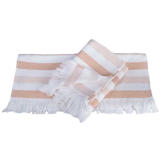 Полотенце махровое Stripe, размер 50х90 см, персиковый, 340 г/м2