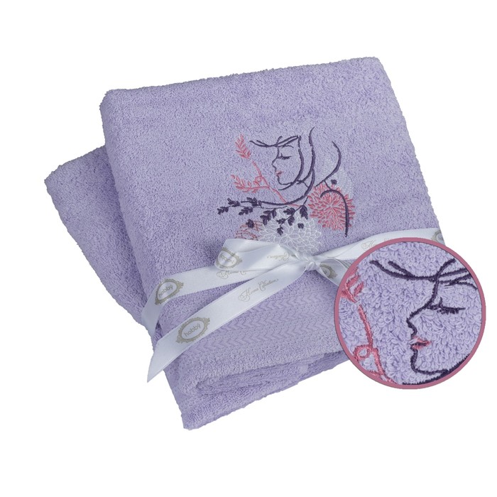 КМП Love, размер 50х90 см-2 шт., лиловый, 425 г/м2